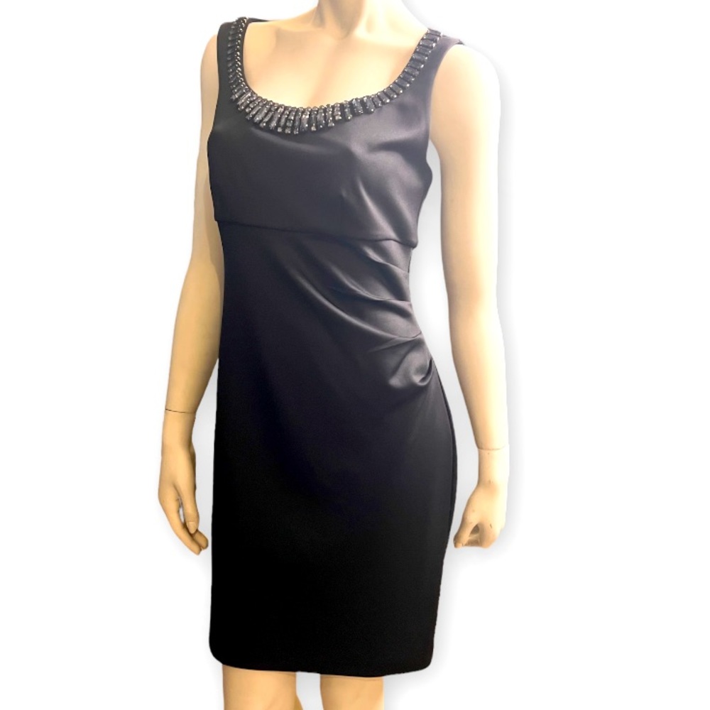 Vince Camuto black satin cocktail dress